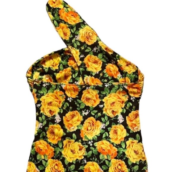 Zara NWT Women's Yellow Multi Floral Cross Twist Neck Halter Top Bodysuit Small - Picture 10 of 14
